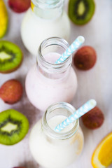 Smoothies with tropical fruits