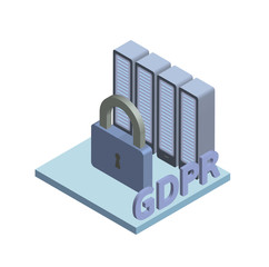 GDPR, concept isometric illustration. General Data Protection Regulation. The protection of personal data. Vector logo, isolated on white background.