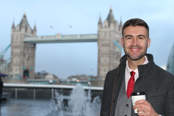 Elegant businessman around London Bridge