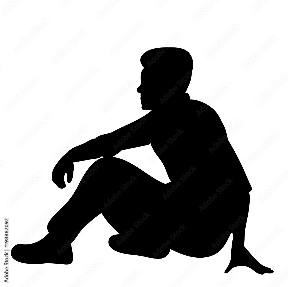 Sticker silhouette man sitting