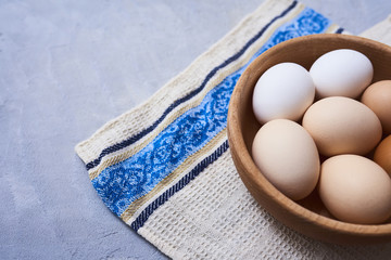 Fresh eggs over background