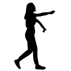 Fototapeta na wymiar isolated silhouette girl dancing
