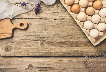 Fresh eggs over background
