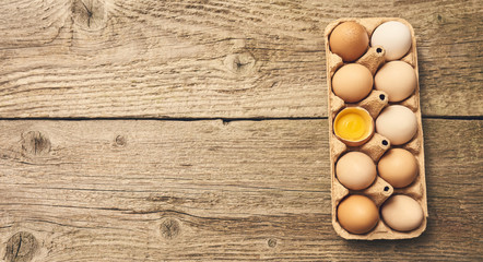 Fresh eggs over background