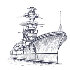 warship with a high mast - 198963436