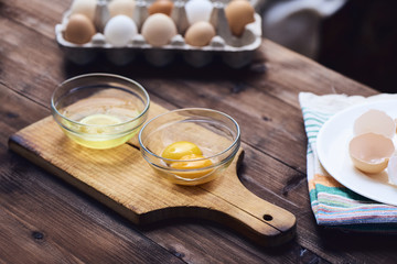 separated egg white and yolk