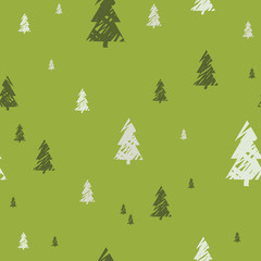 Obraz premium vector seamless pattern of green Christmas trees