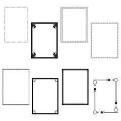 Frame with space for text. Eight different black rectangular frames. 
