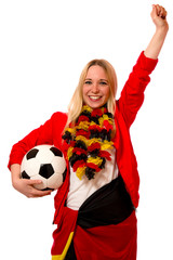 Junger Fußballfan jubelt