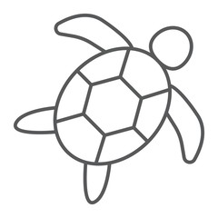 Obraz premium Sea turtle thin line icon, animal and underwater, aquatic sign vector graphics, a linear pattern on a white background, eps 10.