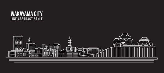 Cityscape Building Line art Vector Illustration design - Wakayama city