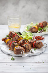 Grilled pork kebabs