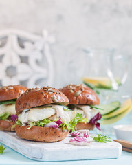 White fish fillet sandwich with tartar sauce