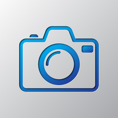 Photo Camera is cut from paper. Vector illustration