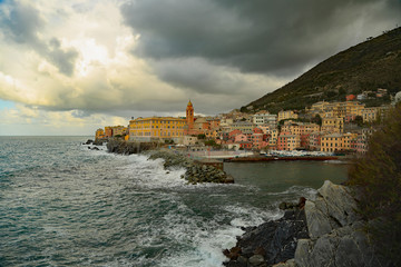 Fototapeta premium Liguria genova nervi mareggiata sul porticciolo