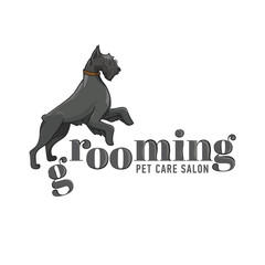 Grooming logo set. Scottish terrier icon. Vector