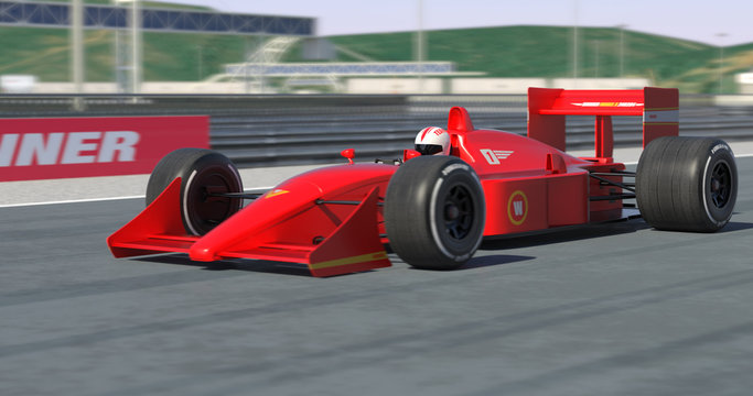 Red Racing Car Racing - High Quality 3D Rendering