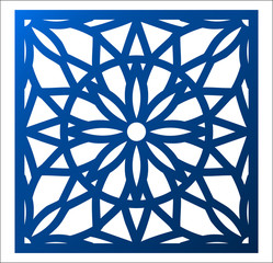 Laser cutting square panel. Openwork floral pattern with mandala. Perfect for gift box silhouette ornament, wall art, screen, panel fence, partition, gate  or coaster. - 198966465