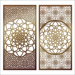 Set of Vector Laser cut panel. Pattern template for decorative panel. Wall panels or partition. Jigsaw die cut ornaments. Lacy cutout silhouette stencils. - 198966498