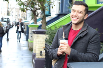 Businessman leaving his household in the morning