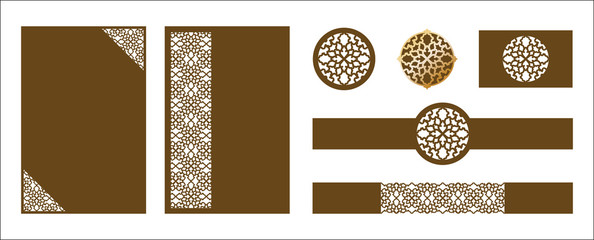 Laser cut ornamental vector template. Luxury greeting card, wedding invitation card template, belly band, Tags.