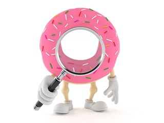 Donut character holding magnifying glass