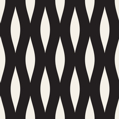 Vector Seamless Black and White Wavy Lines Pattern. Abstract Geometric Background