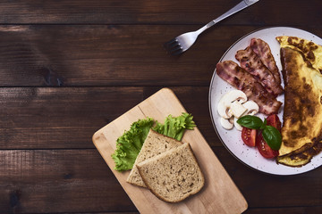 Tasty omelette in plate