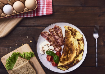 Tasty omelette in plate