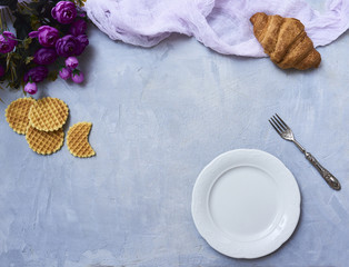 Breakfast background on rustic background