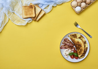 Tasty omelette in plate