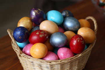 Easter eggs in a basket