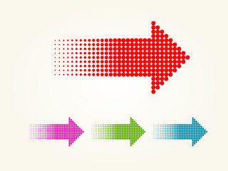 dotted arrows. Halftone effect vector templates.