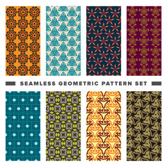 Set of seamless decorative geometric shapes pattern