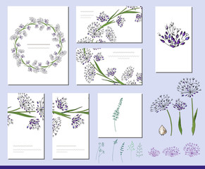 Aqllium set with visitcards and greeting templates - obrazy, fototapety, plakaty