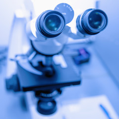 Medical equipment microscope in a laboratory(Research, medicine, surgery, health concept)