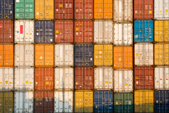 frontal view of a Stack of containers