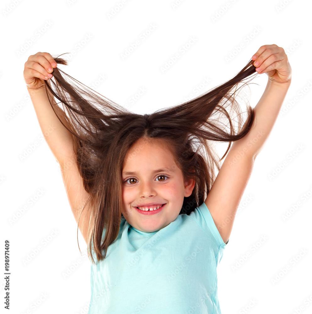 Canvas Prints crazy child girl pullin her hairs