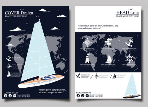 Yacht club flyer design with sail boat