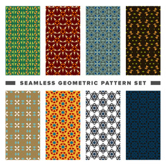 Set of seamless decorative geometric shapes pattern