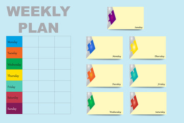 Weekly planner table vector with puzzle design