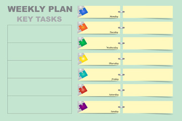 Weekly schedule with a chart for key tasks vector