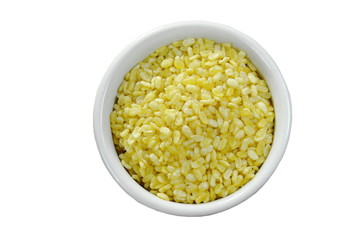 baked soybean on cup in white background