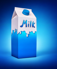 Carton milk pack on blue background