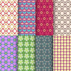 Set of seamless decorative geometric shapes pattern