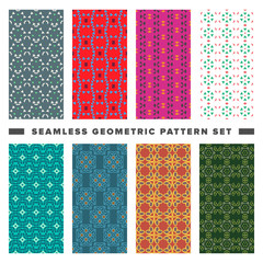 Set of seamless decorative geometric shapes pattern