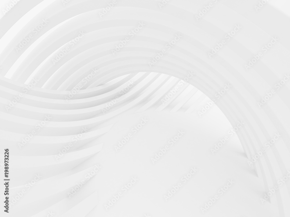 Poster abstract of white curved architectural pattern background,concept of future modern facade design on 