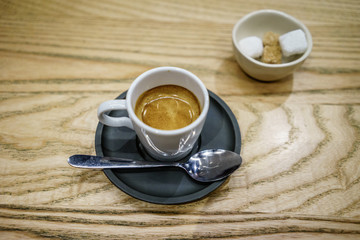 Coffee Espresso on wood table 