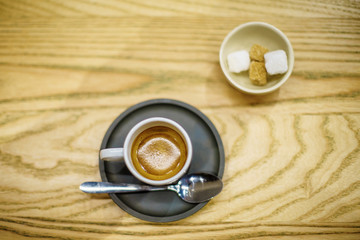 Coffee Espresso on wood table 
