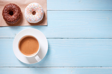 breakfast of donuts and coffee